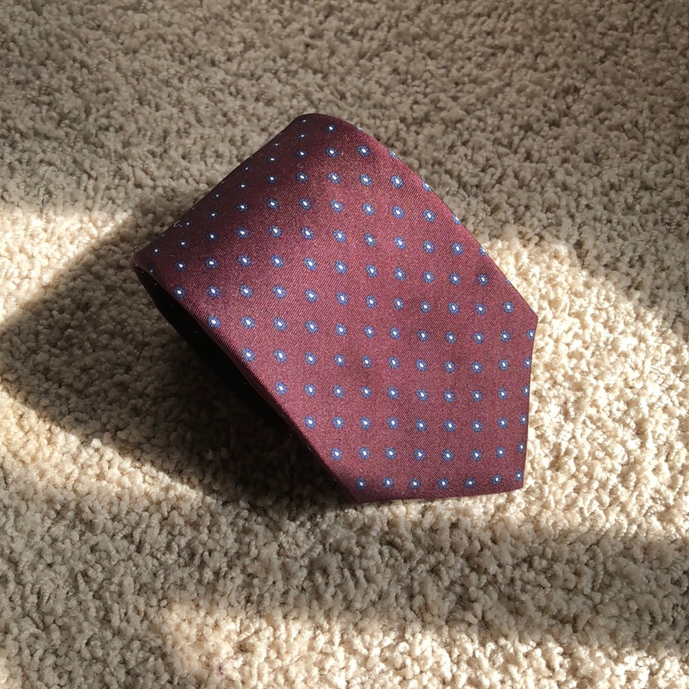 Outfitters Burgundy Tie with Blue and White Dots